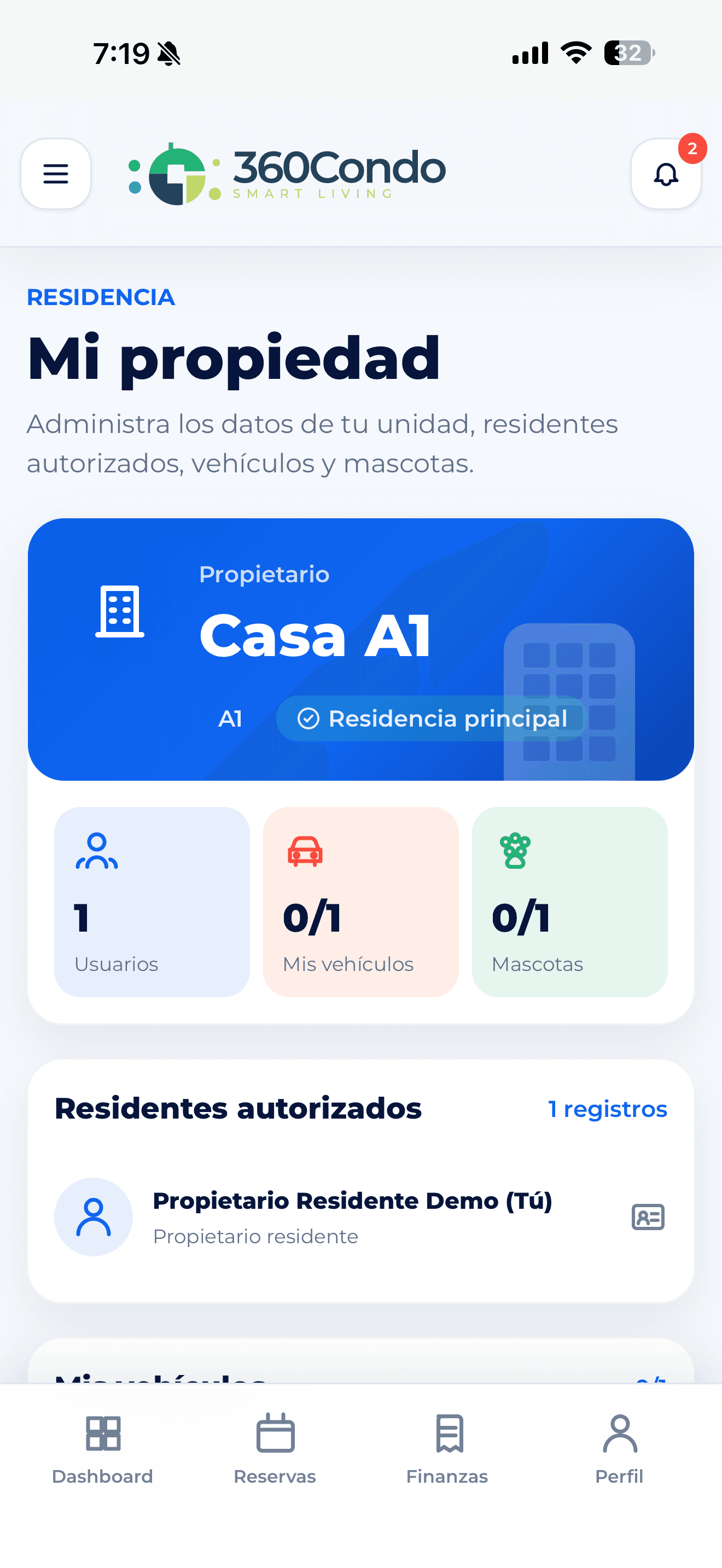 Pantalla de mi propiedad en 360Condo